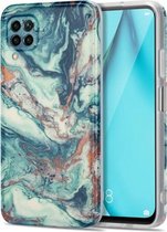 Voor Huawei P40 Lite TPU Gilt Marble Pattern beschermhoes (groen)