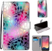 Voor Nokia C2 Gekleurde Tekening Cross Textuur Horizontale Flip PU Lederen Case met Houder & Kaartsleuven & Portemonnee & Lanyard (Doorschijnend Glas)