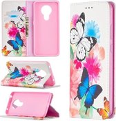 Voor Nokia 5.3 Gekleurde Tekening Patroon Onzichtbare Magnetische Horizontale Flip PU Lederen Case met Houder & Kaartsleuven & Portemonnee (twee Vlinders)