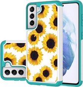 Voor Samsung Galaxy S21 + 5G gekleurd tekeningpatroon PU + TPU beschermhoes (zonnebloem)