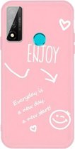 Voor Huawei P Smart 2020 Geniet van Smiley Hartpatroon Schokbestendig TPU-hoesje (roze)