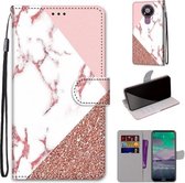 Voor Nokia 3.4 Gekleurde Tekening Cross Textuur Horizontale Flip PU Lederen Case met Houder & Kaartsleuven & Portemonnee & Lanyard (Roze Steen Textuur)