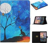 Voor Amazon Kindle Fire HD8 (2020) Gekleurd tekeningpatroon Horizontaal leren flip-hoesje met houder & kaartsleuven & slaap- / wekfunctie (Moonlight Cat)