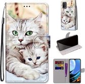 Voor Xiaomi Redmi 9 Power / Note 9 4G Gekleurde tekening Cross Texture Horizontale Flip PU lederen tas met houder & kaartsleuven & portemonnee & lanyard (Big Cat Holding Kitten)