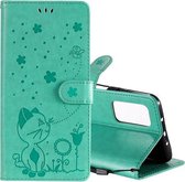 Voor Xiaomi 10T Pro 5G / 10T 5G Cat Bee Embossing Patroon Schokbestendig Horizontaal Flip Leren Case met Houder & Kaartsleuven & Portemonnee (Groen)