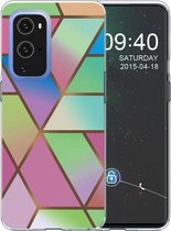 Voor OnePlus 9 Marble Pattern schokbestendige TPU beschermhoes (Rhombus Gradient)