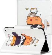 Voor Amazon Kindle Fire HD 8 (2020) Gekleurd tekeningpatroon Horizontale flip lederen hoes met houder & kaartsleuven en portemonnee (stapel kittens)