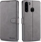 Voor Samsung Galaxy A21 AZNS Kalfsstructuur Horizontale flip lederen tas, met houder & kaartsleuven & portemonnee & fotolijst (grijs)