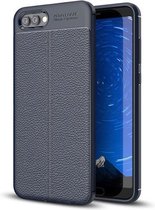 Voor Huawei Honor View 10 Litchi Texture Soft TPU Anti-skip beschermhoes Achterklep (marineblauw)