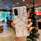 Voor Samsung Galaxy A41 Splicing Marble Pattern Gilding TPU beschermhoes (grijs wit)