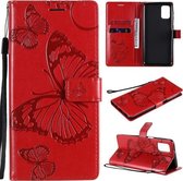 Voor Samsung Galaxy M31s 3D vlinders reliëf patroon horizontaal flip lederen tas met houder & kaartsleuf & portemonnee (rood)