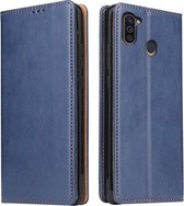 Voor Samsung Galaxy M11 Fierre Shann PU lederen textuur horizontale flip lederen tas met houder & kaartsleuven & portemonnee (blauw)