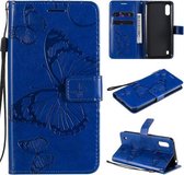 Voor Samsung Galaxy M01 3D vlinders reliëf patroon horizontaal flip lederen tas met houder & kaartsleuf & portemonnee (blauw)