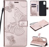 Voor Samsung Galaxy M51 3D vlinders reliëf patroon horizontale flip lederen tas met houder & kaartsleuf & portemonnee (rose goud)