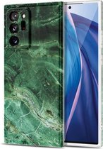 Voor Samsung Galaxy Note20 Ultra TPU glanzend marmeren patroon IMD beschermhoes (smaragdgroen)