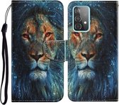 Voor Samsung Galaxy A52 5G Gekleurde Tekening Patroon Horizontale Flip PU Lederen Case met Houder & Kaartsleuven & Portemonnee & Lanyard (Leeuw)