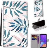 Voor Samsung Galaxy A7 2018 Gekleurde Tekening Cross Textuur Horizontale Flip PU Lederen Case met Houder & Kaartsleuven & Portemonnee & Lanyard (Roze Groene Naalden)