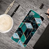 Voor Samsung Galaxy S20 FE Marble Shockproof TPU beschermhoes (Rhombus Dark Green)