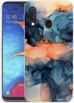 Voor Samsung Galaxy A20e marmeren schokbestendige TPU beschermhoes (abstract blauw)