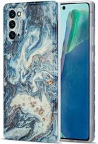 Voor Samsung Galaxy Note20 TPU Gilt Marble Pattern beschermhoes (blauw)