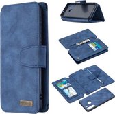 Voor Samsung Galaxy A21 Afneembare Frosted Magnetische Horizontale Flip Leren Case met Kaartsleuven & Houder & Rits Portemonnee & Fotolijst (Blauw)