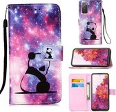 Voor Samsung Galaxy S20 FE 3D schilderij horizontale flip lederen tas met houder & kaartsleuf & lanyard (Panda)