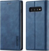 Voor Samsung Galaxy S10 + LC.IMEEKE Sterk magnetisme Ultradunne horizontale flip schokbestendig Matte TPU + PU lederen hoes met houder & kaartsleuven & portemonnee (blauw)