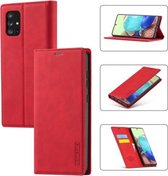 Voor Samsung Galaxy A71 / M70s LC.IMEEK Sterk magnetisme Ultradunne horizontale flip schokbestendige matte TPU + PU lederen hoes met houder & kaartsleuven en portemonnee (rood)