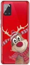 Voor Samsung Galaxy A71 Christmas Series Clear TPU beschermhoes (Smiley Deer)
