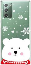 Voor Samsung Galaxy Note20 Christmas Series Clear TPU beschermhoes (Chubby White Bear)