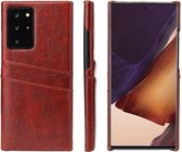 Voor Samsung Galaxy Note 20 Ultra Fierre Shann Retro Olie Wax Textuur PU Lederen Case met Kaartsleuven (Bruin)