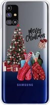 Voor Samsung Galaxy M51 Christmas Series Clear TPU beschermhoes (kerstpyjama)