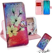 Voor Xiaomi Redmi Note 8 Pro Gekleurd Tekening Patroon Kleurrijke Magnetische Gesp Horizontale Flip PU Lederen Case met Houder & Kaartsleuven & Portemonnee & Lanyard (Magnolia)