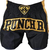 PunchR Muay Thai Kickboks Broek Zwart Goud XS = Jeans Maat 28 | 8 t/m 10 Jaar
