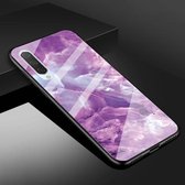 Voor Xiaomi Mi CC9 beschermhoes van marmerglas (paars)