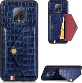 Voor Xiaomi Redmi 10X Pro 5G Krokodilpatroon PU + TPU + PVC Breukvast gsm-hoesje met magnetische onzichtbare houder & houder & kaartsleuven (saffierblauw)