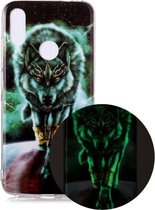 Voor Xiaomi Redmi Note 7 Lichtgevende TPU zachte beschermhoes (woeste wolf)