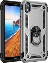 Voor Geschikt voor Xiaomi Redmi 7A Armor schokbestendig TPU + pc beschermhoes met 360 graden rotatiehouder (zilver)