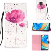 Voor Xiaomi Redmi Note 9S 3D Schilderen Horizontale Flip Leren Case met Houder & Kaartsleuf & Lanyard (Bloem)