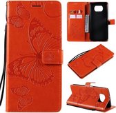 Voor Xiaomi Poco X3 NFC 3D vlinders reliëfpatroon horizontale flip lederen tas met houder & kaartsleuf & portemonnee (oranje)