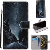 Voor Xiaomi Poco M3 Gekleurde Tekening Cross Textuur Horizontale Flip PU Lederen Case met Houder & Kaartsleuven & Portemonnee & Lanyard (Mountain Road Sterrenhemel)