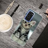 Voor OnePlus 9 schokbestendig geverfd transparant TPU beschermhoes (zittende kat)