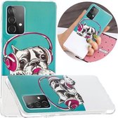 Voor Samsung Galaxy A52 5G Lichtgevende TPU mobiele telefoon beschermhoes (headset hond)