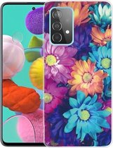 Voor Samsung Galaxy A52 5G schokbestendig geverfd transparant TPU beschermhoes (kleur chrysant)