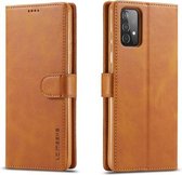 Voor Samsung Galaxy A52 5G LC.IMEEKE Kalfsstructuur Horizontale Flip Leren Case met Houder & Kaartsleuven & Portemonnee (Geel)