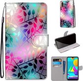 Voor Samsung Galaxy M01 Gekleurde Tekening Cross Textuur Horizontale Flip PU Lederen Case met Houder & Kaartsleuven & Portemonnee & Lanyard (Doorschijnend Glas)