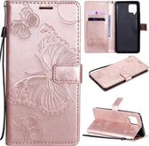 Voor Samsung Galaxy A42 5G 3D Vlinders Embossing Patroon Horizontale Flip Leren Case met Houder & Kaartsleuf & Portemonnee (Rose Goud)