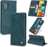 Voor Samsung Galaxy A51 5G POLA 008 Serie Retro Klassieke Magnetische Horizontale Flip Leren Case met Houder & Kaartsleuven (Blauw)