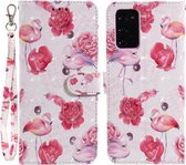 Voor Samsung Galaxy Note20 3D Schilderen Patroon Gekleurde Tekening Horizontale Flip PU Lederen Case met Houder & Kaartsleuven & Portemonnee (Flamingo)