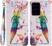 Voor Samsung Galaxy Note20 Ultra 3D Schilderen Patroon Gekleurde Tekening Horizontale Flip PU Lederen Case met Houder & Kaartsleuven & Portemonnee (Muziek Pen)